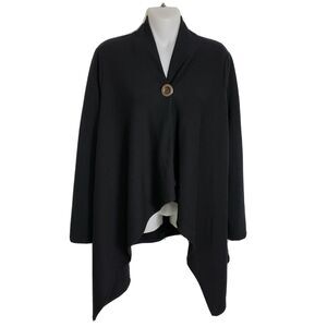 Chatoyant Womens Swing Cardigan Size Small Black Single Wood Button Rayon Stretc